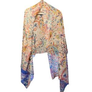 Meliflous floral paisley semi sheer shawl scarf